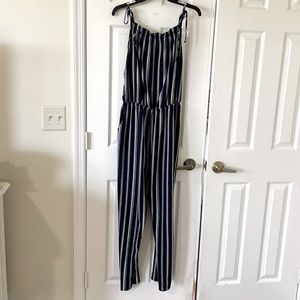 Blue/White Striped Jumpsuit. Size L